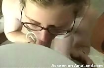 Geeky, dirty blonde has sex on camera!